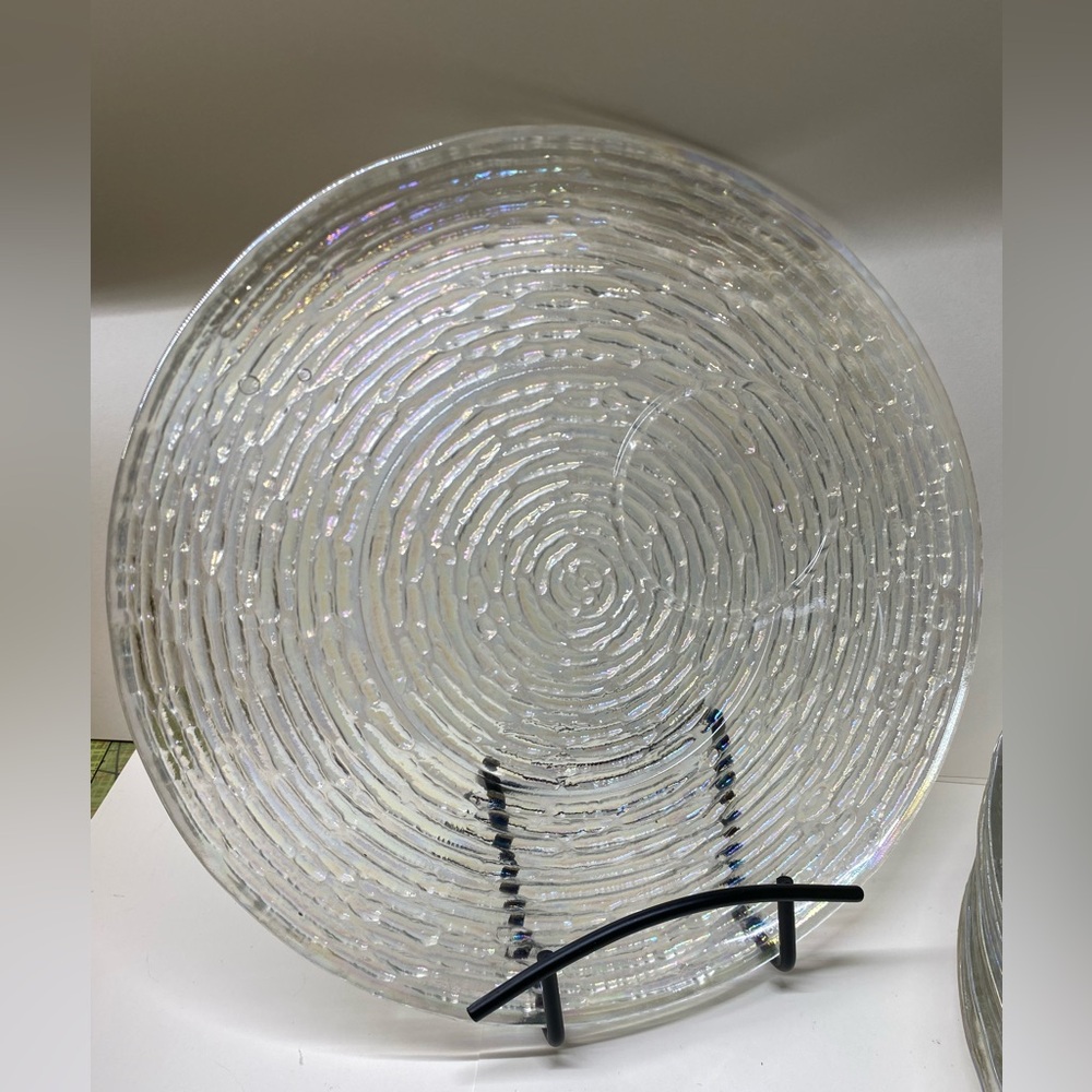 Set of 5 vintage Anchor Hocking Soreno iridescent 10” dinner plates.